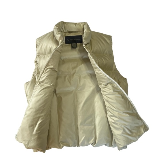 Banana Republic Down Puffer Vest Pale Yellow Size M - Picture 2 of 6